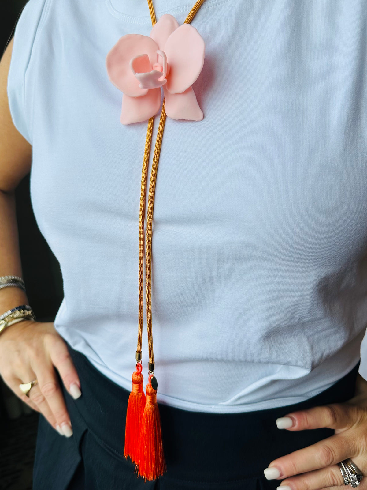 Statement Orchid Bolo Necklace