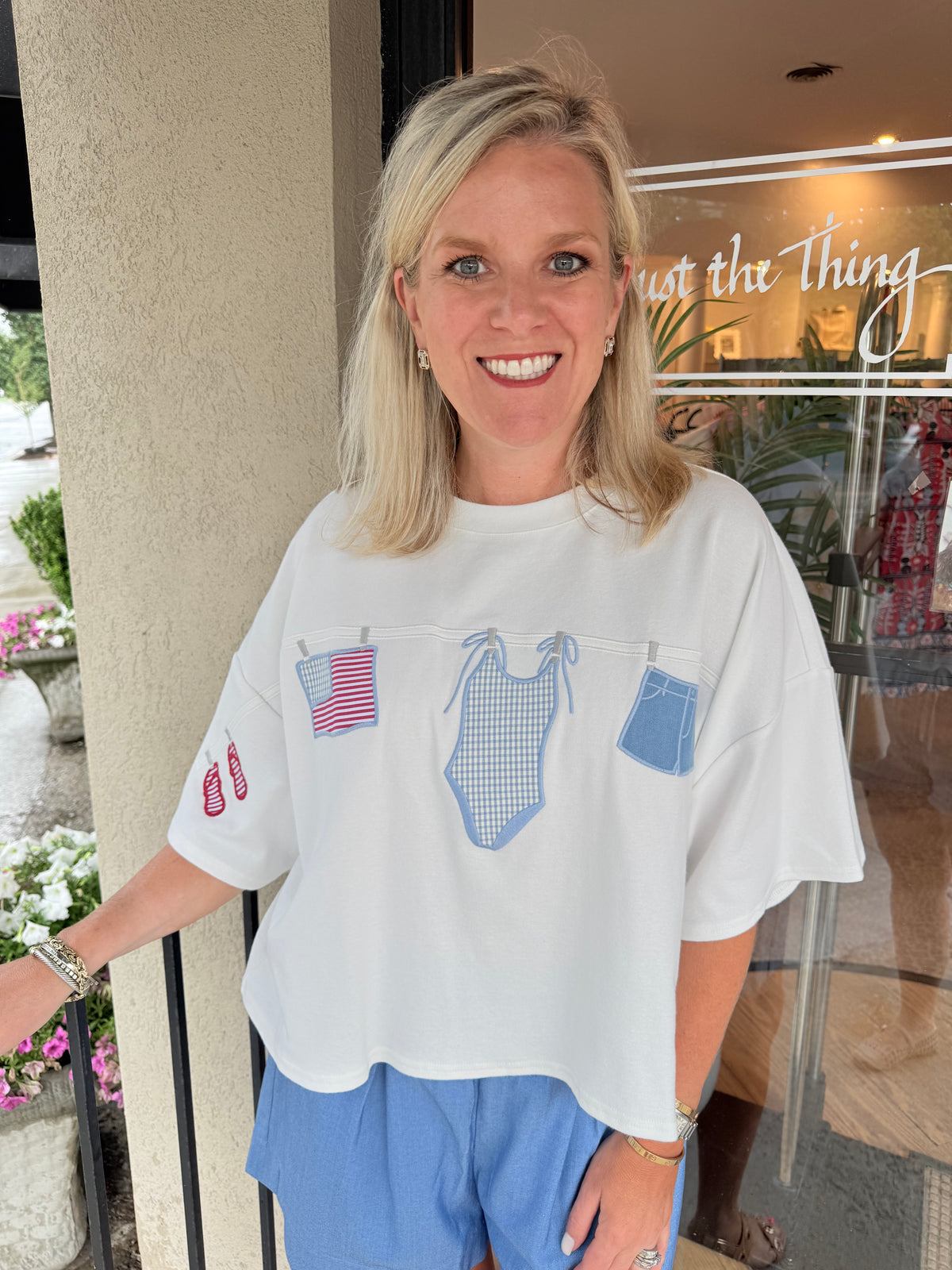 On The Line Short Sleeve Sweatshirt