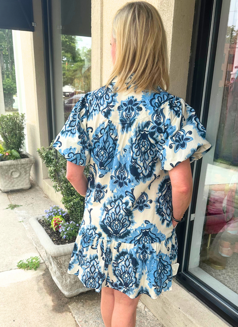 Daisy Damask Shirt Dress