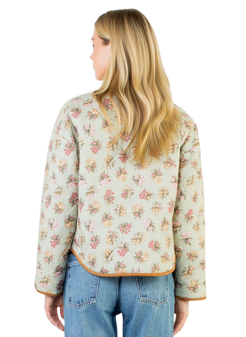 Floral Pattern Quilted Jacket