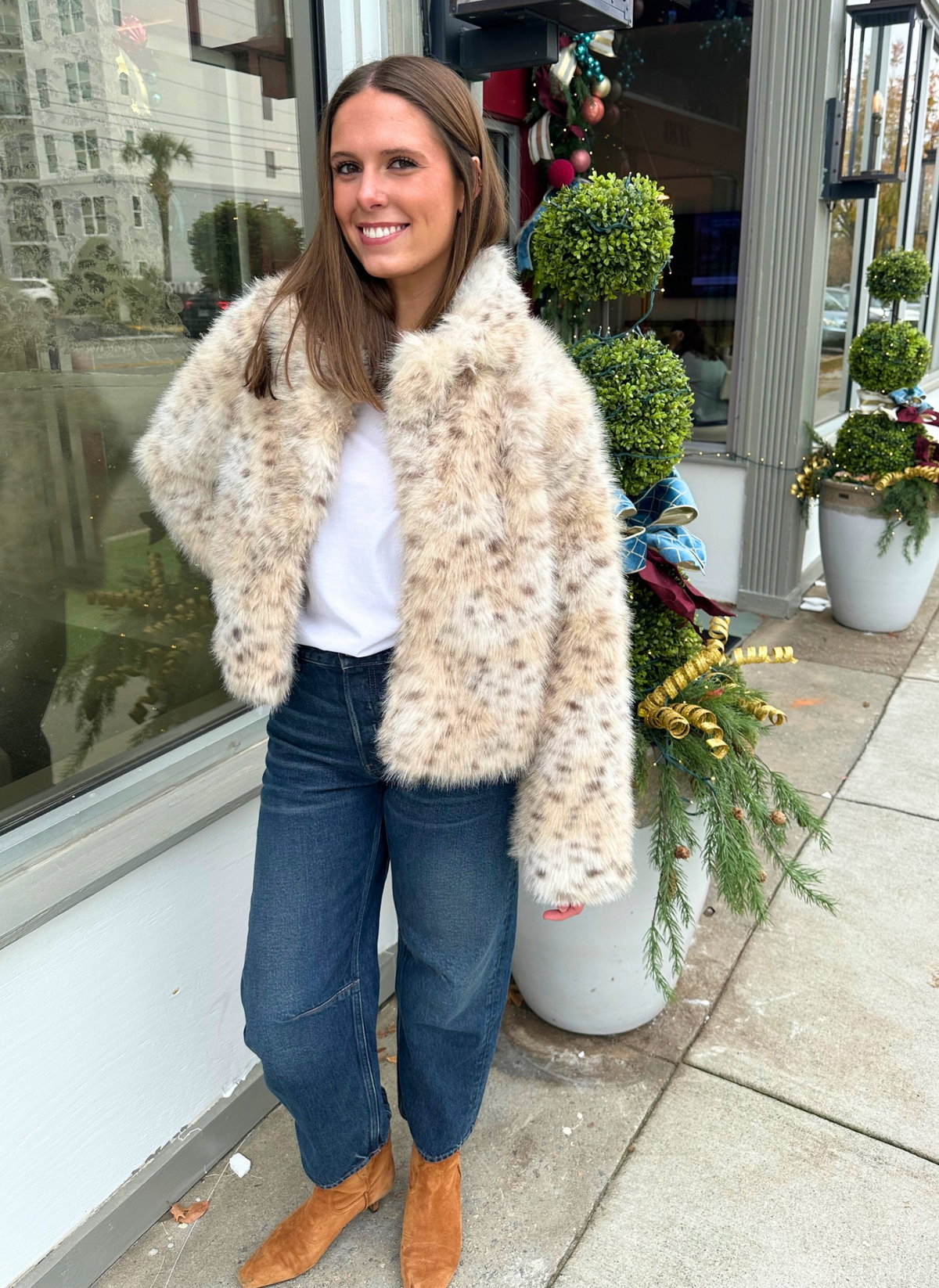 Animal Pattern Faux Fur Coat