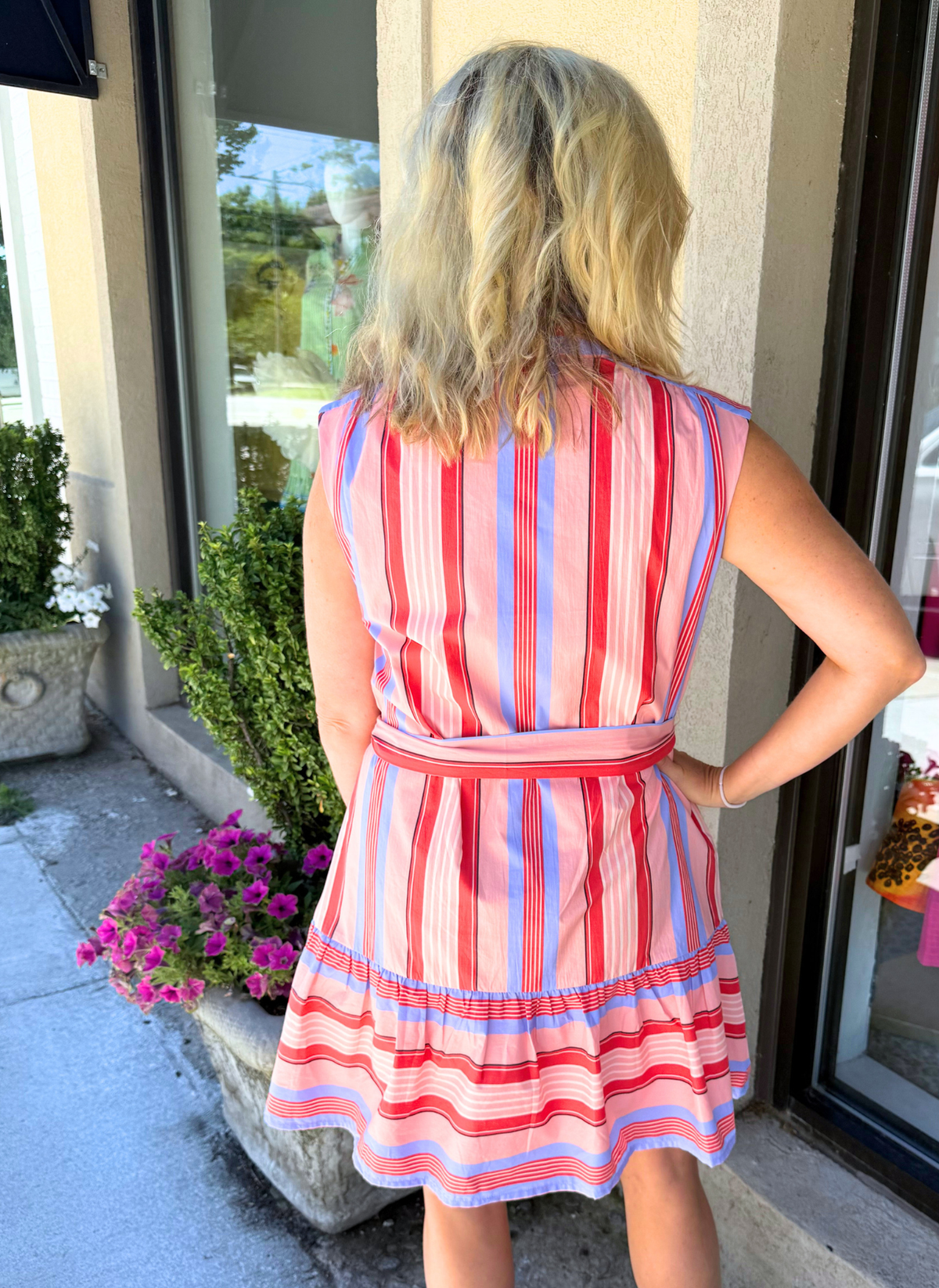 Contrast Stripe Sleeveless Dress