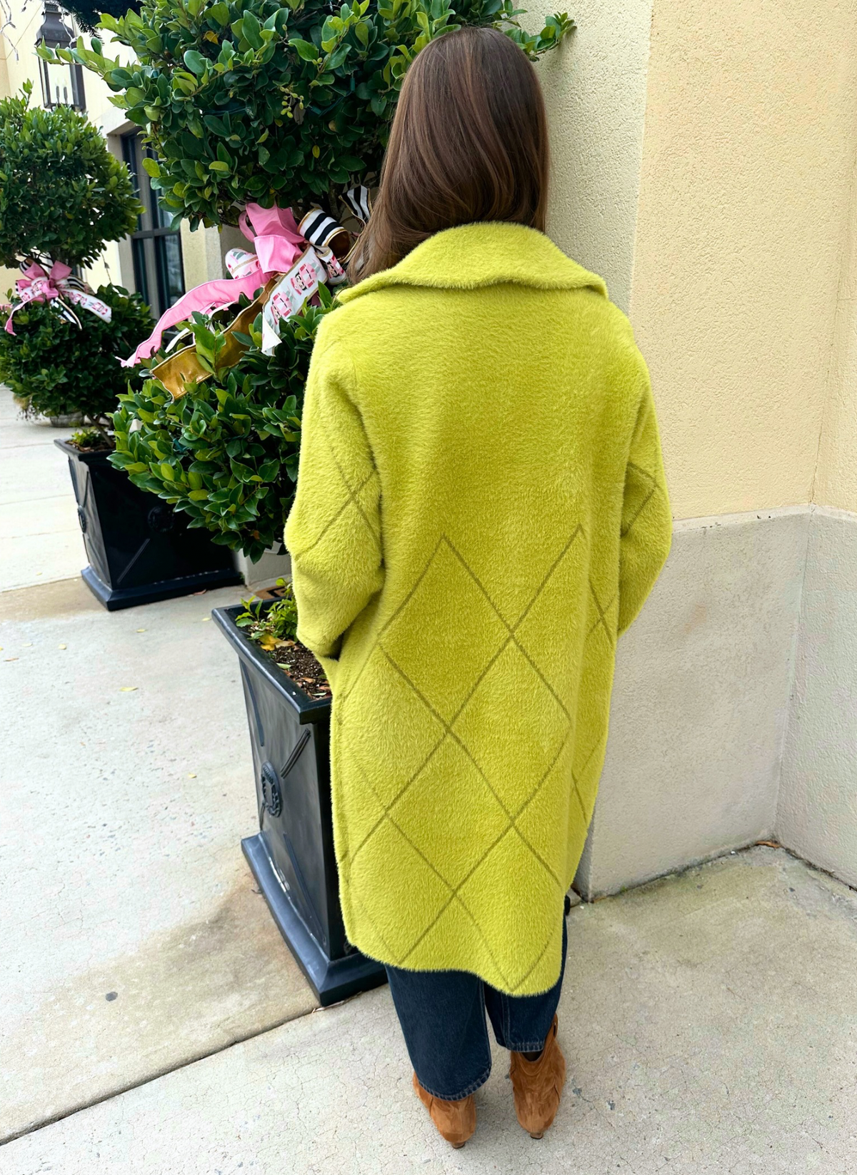 Faux Fur Diamond Long Jacket