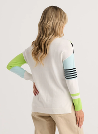 Contrast Stripe V-Neck Sweater