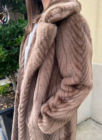 Herringbone Faux Fur Coat