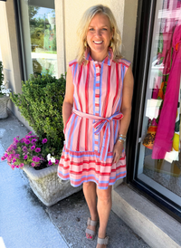 Contrast Stripe Sleeveless Dress