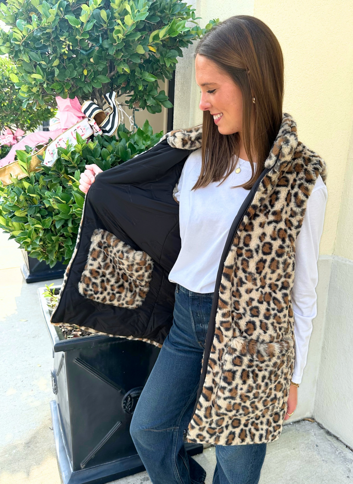 Waist Length Leopard Fur Vest