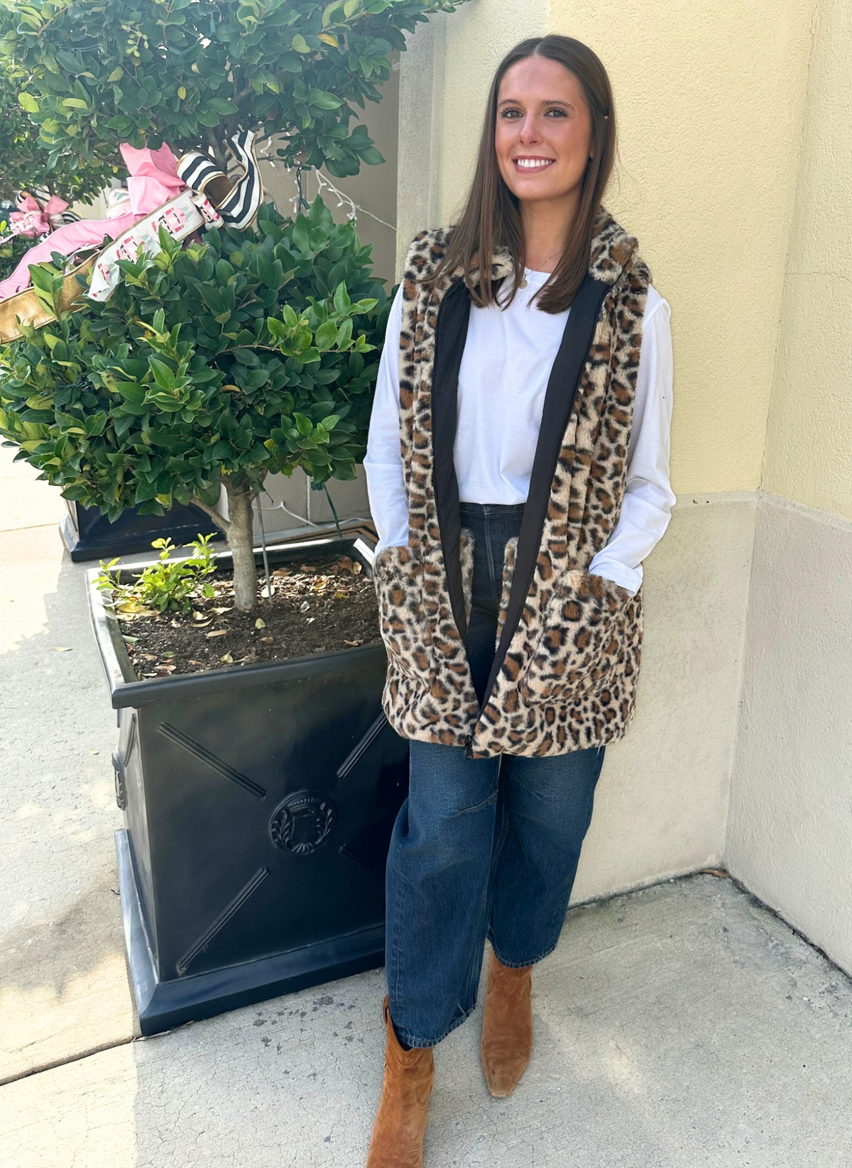 Waist Length Leopard Fur Vest