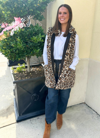 Waist Length Leopard Fur Vest