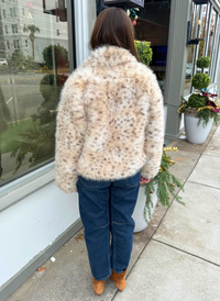 Animal Pattern Faux Fur Coat