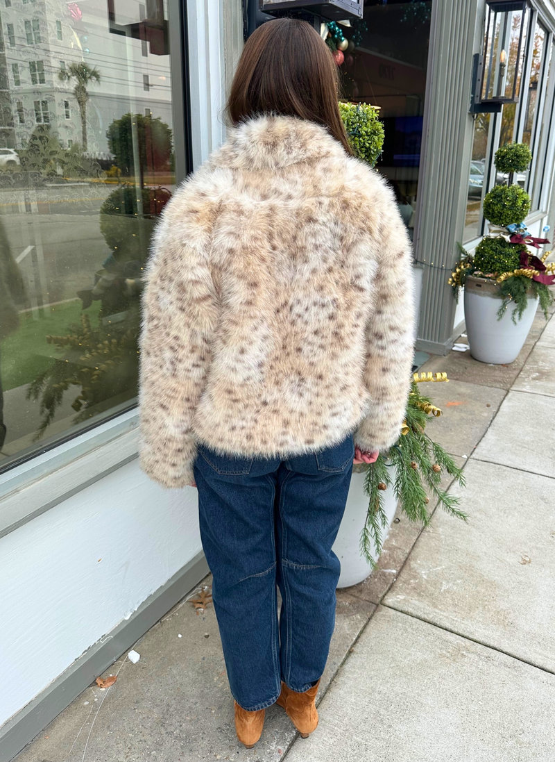 Animal Pattern Faux Fur Coat