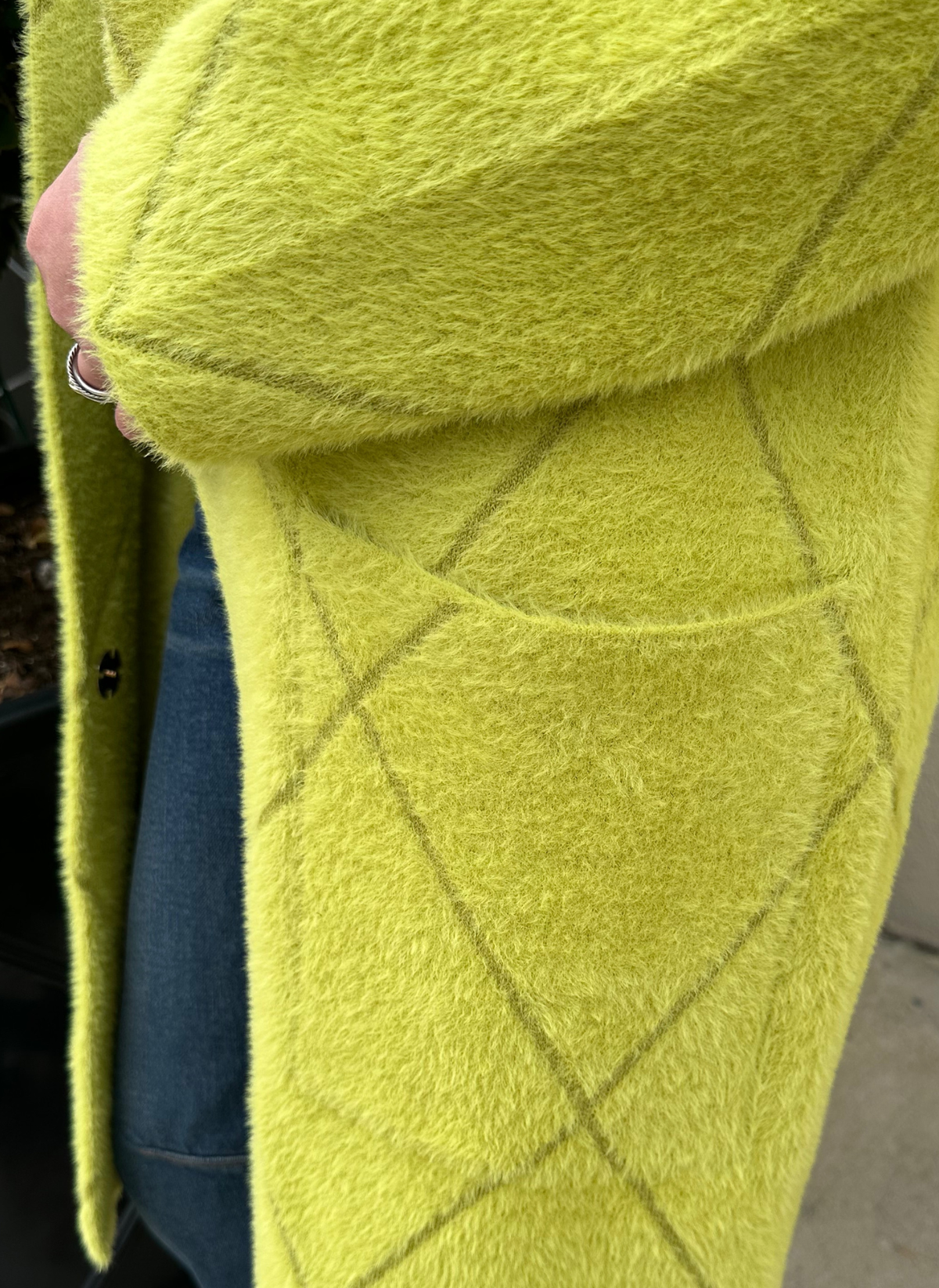 Faux Fur Diamond Long Jacket