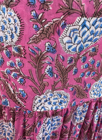 Floral Block Cotton Maxi Skirt - Purple
