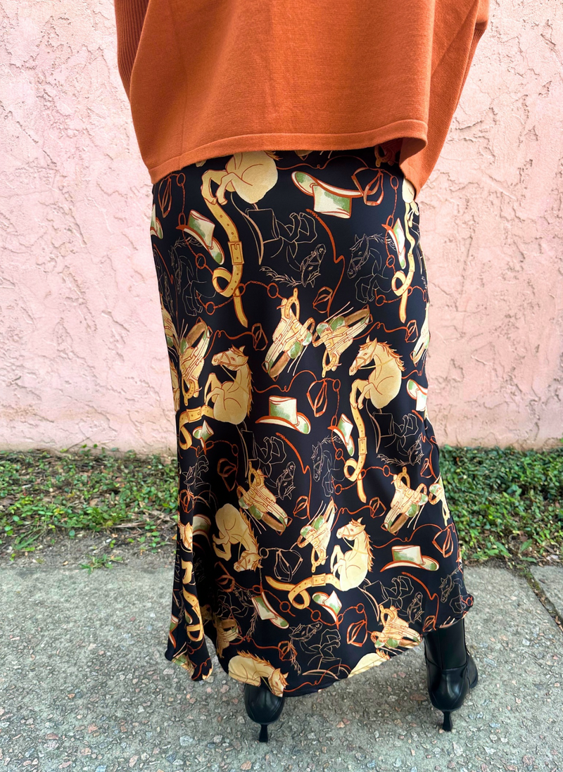 Western Revival Silk Skirt