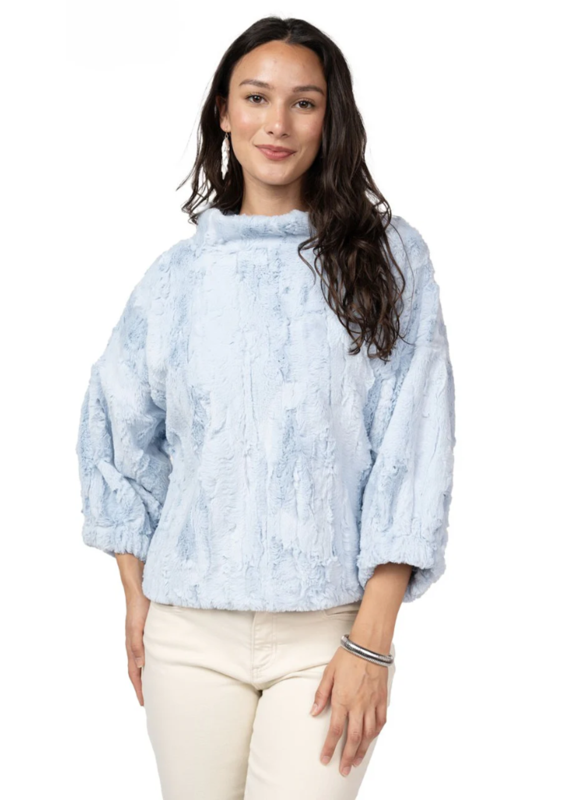 Poof Sleeve Faux Fur Popover