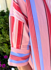 Contrast Stripe Button Down Top
