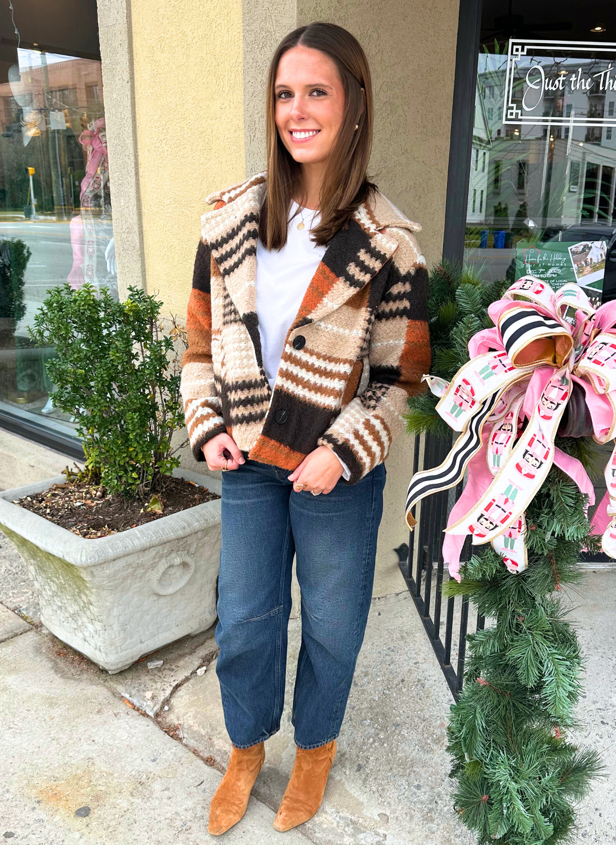 Block Pattern Short Jacket