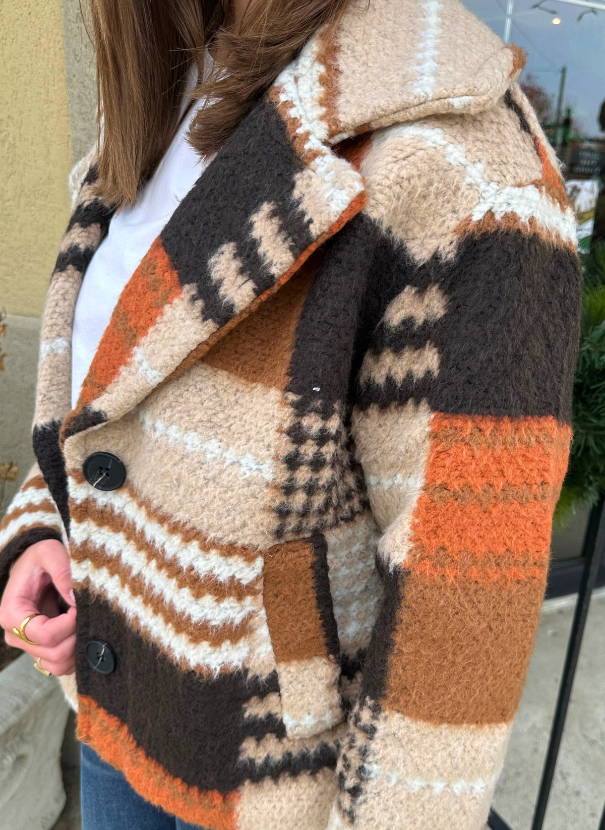 Block Pattern Short Jacket