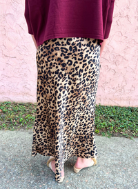 Lydia Leopard Satin Skirt