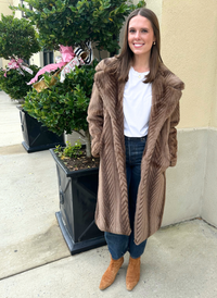 Herringbone Faux Fur Coat