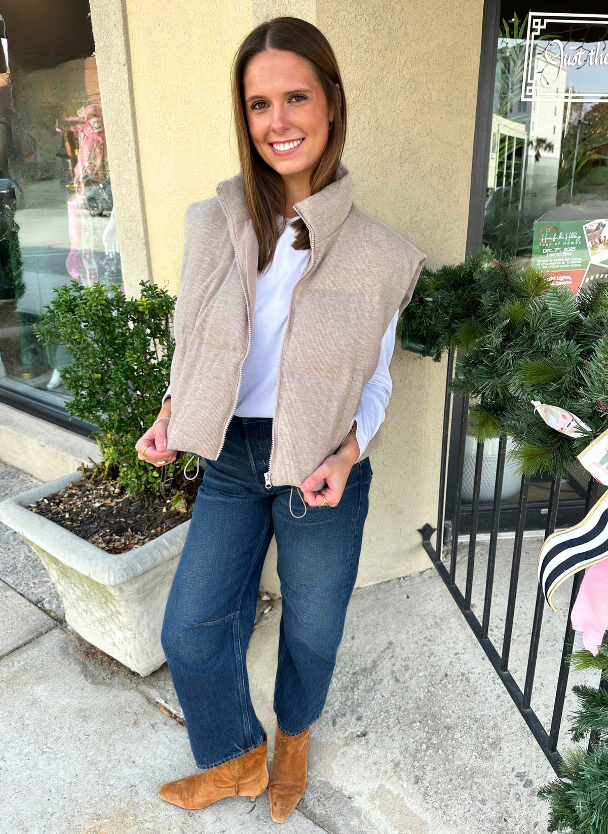 Cropped Knit Puffer Vest