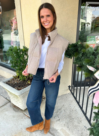 Cropped Knit Puffer Vest