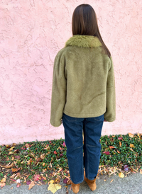 Faux Fur Collar Button Jacket