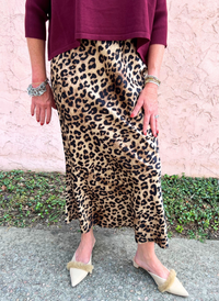 Lydia Leopard Satin Skirt