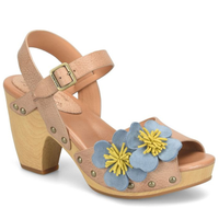 Garden Platform Sandals - Tan + Blue