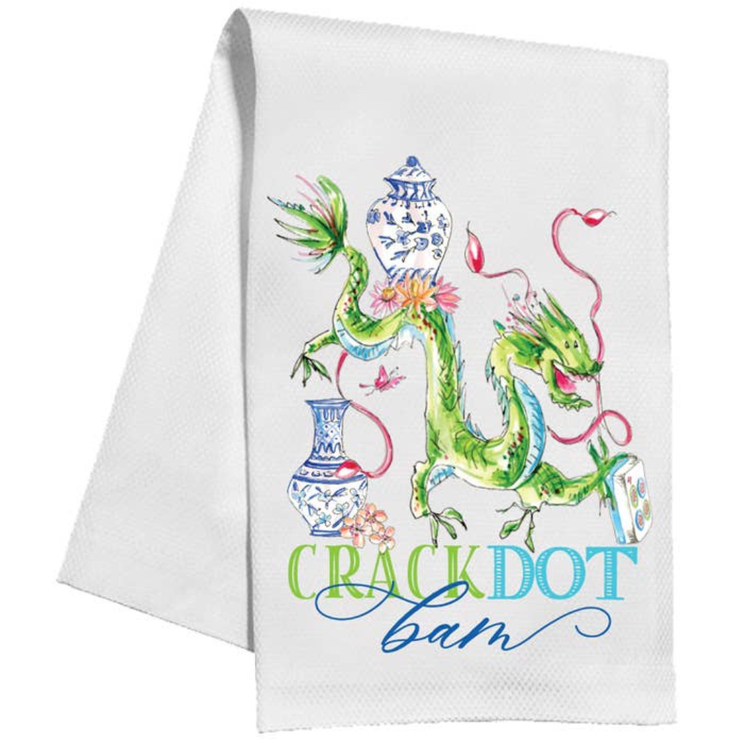 Crack Dot Bam Dragon Mahjong Kitchen Towel