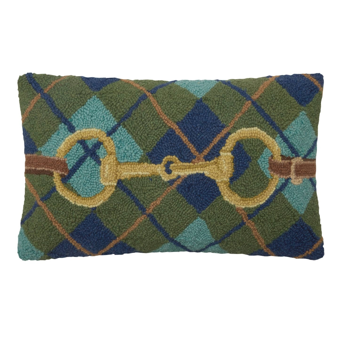 Gingham Buckle Needlepoint Pillow