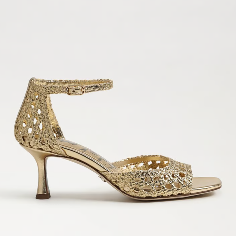 Peyton Raffia Weave Heel - Amber Gold