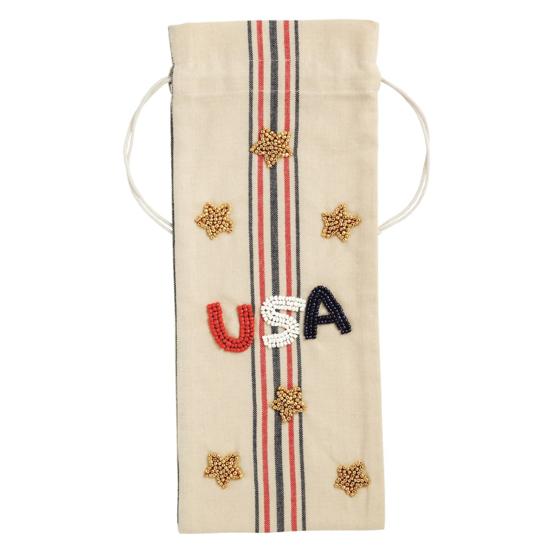 Patriotic Beaded Wine Bag