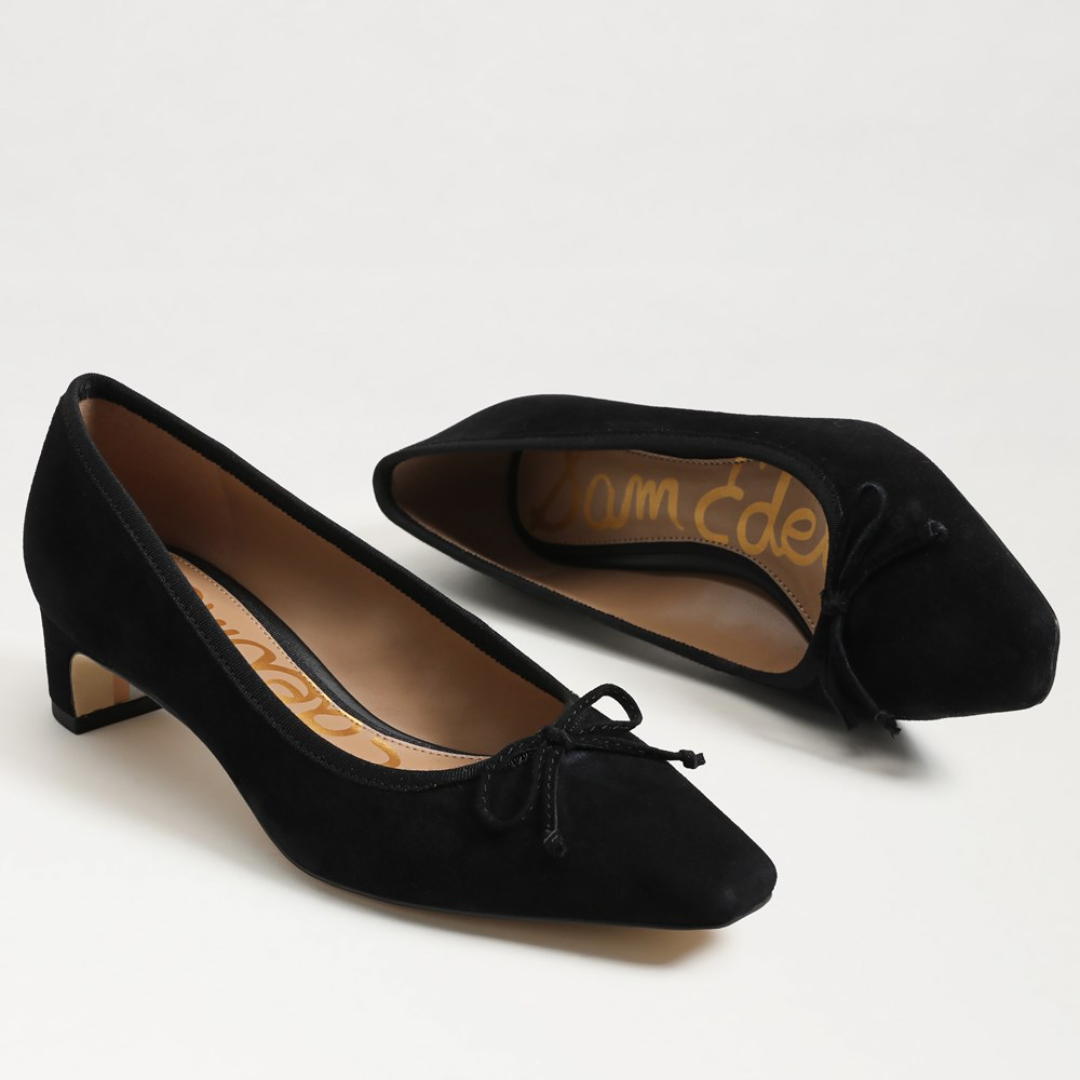 Rinda Pointed Ballet Heel - Black Suede