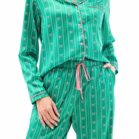 Charlotte Long Pajama Set - Green in a Bow