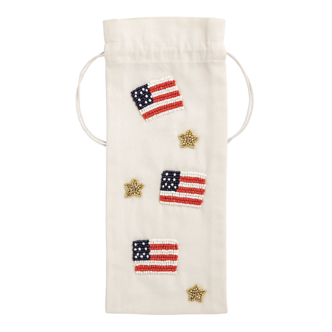 Patriotic Beaded Wine Bag