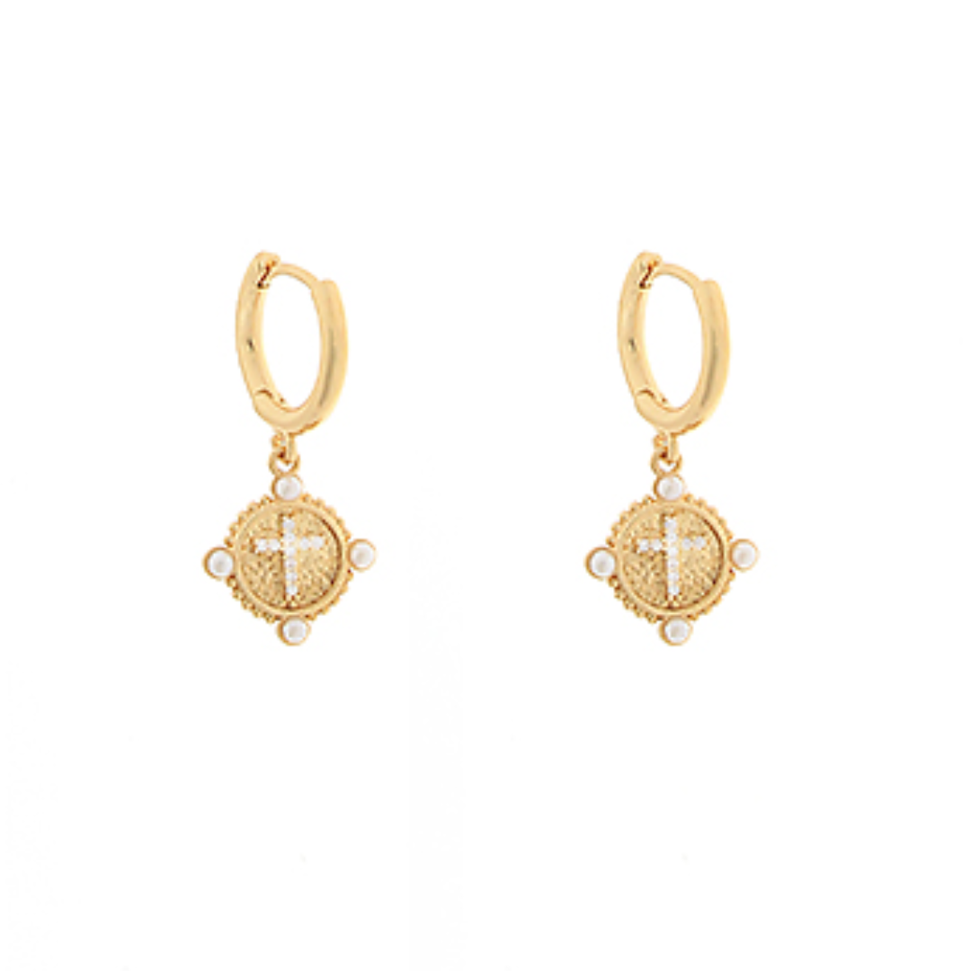 Ava Cross Mini Hoop Earrings