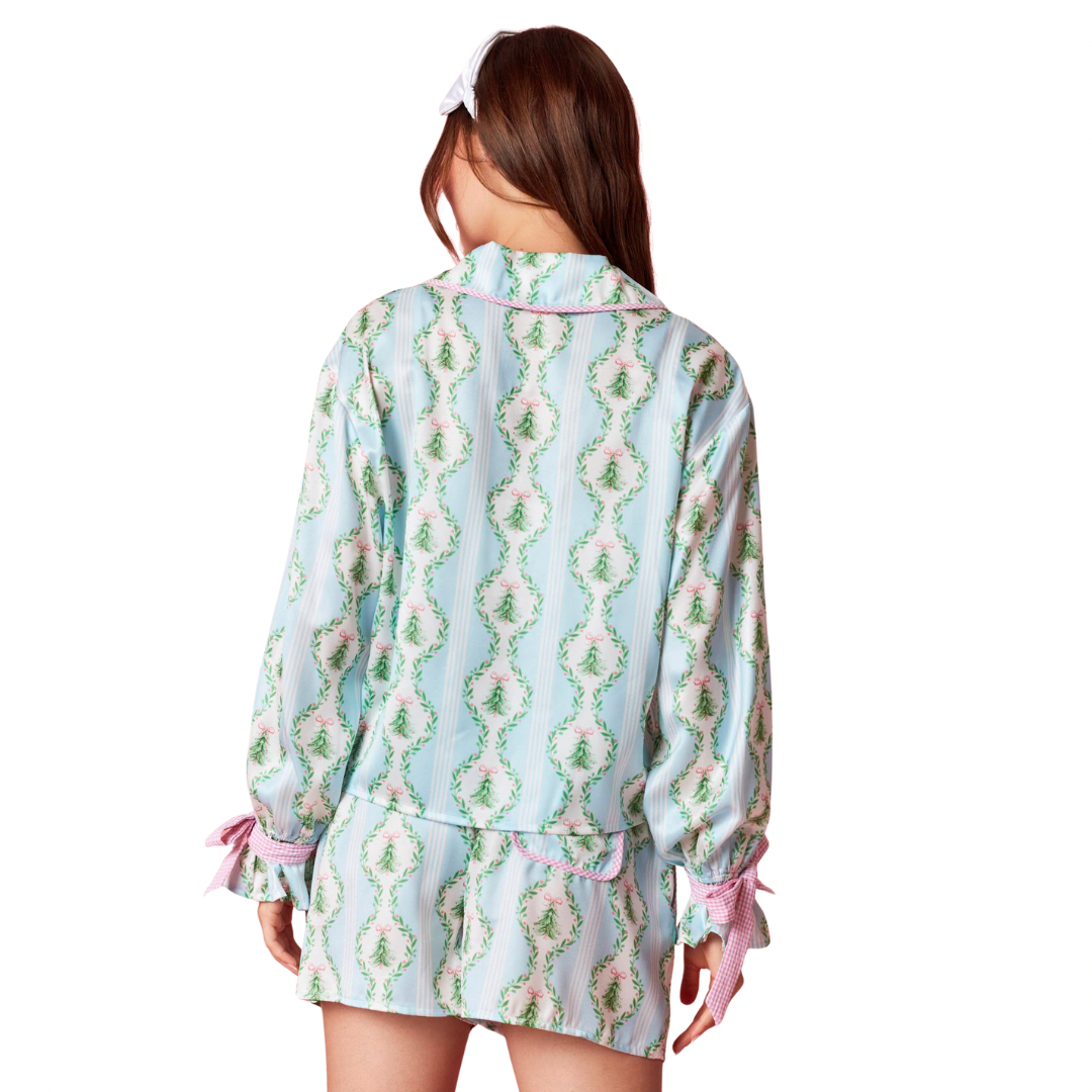 Satin Bow Xmas Pajamas