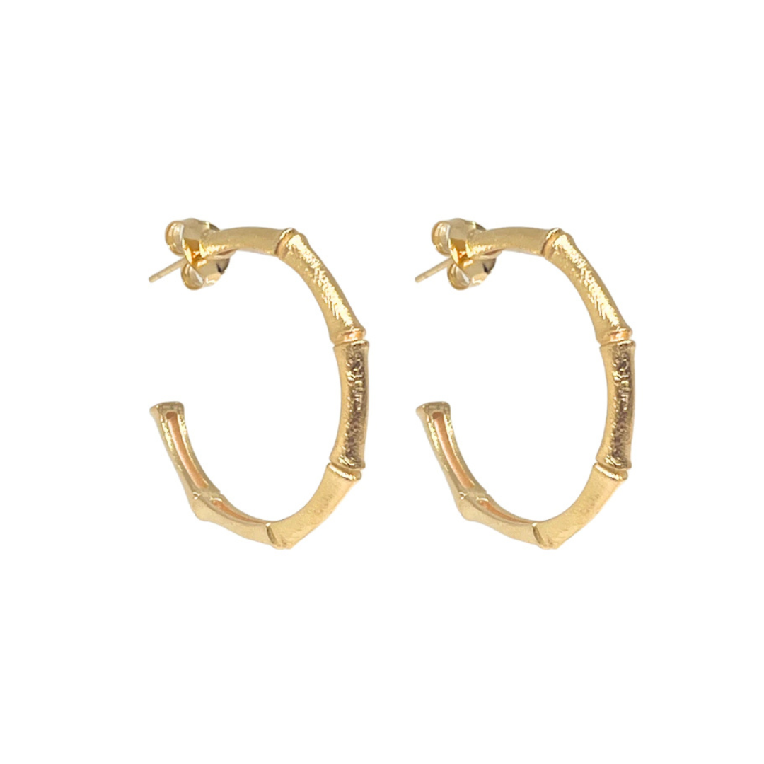 Golden Bamboo Hoop Earrings