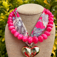 Bead Necklace and Heart Scarf Set