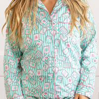 Mahjong Striped Long Pajama Set