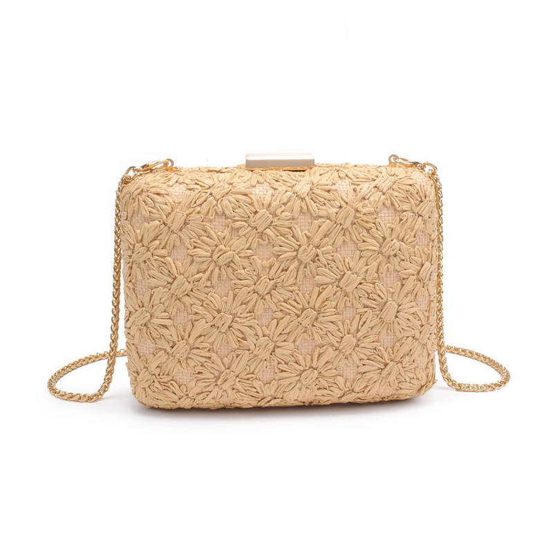 Samantha Floral Straw Clutch
