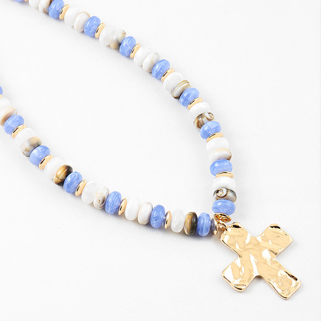 Colorful Beaded Cross Necklace