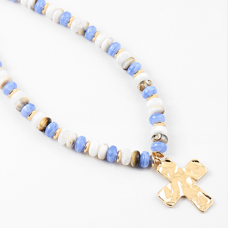 Colorful Beaded Cross Necklace