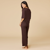 Dream Relaxed V-Neck Capri Set - Espresso
