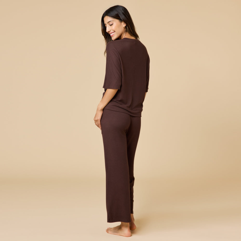 Dream Relaxed V-Neck Capri Set - Espresso