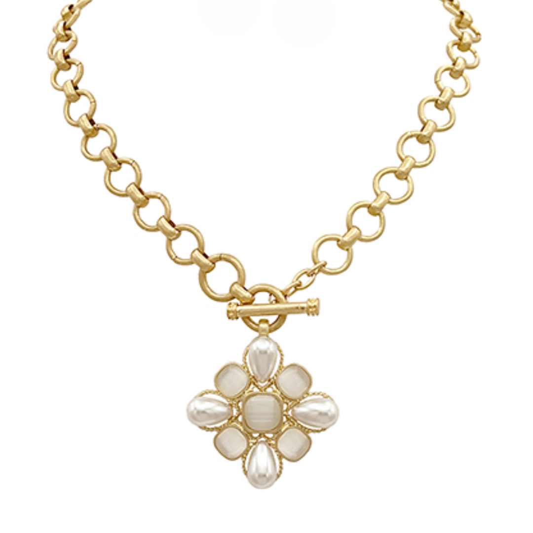 Maddie Vintage Flower Pendant Necklace