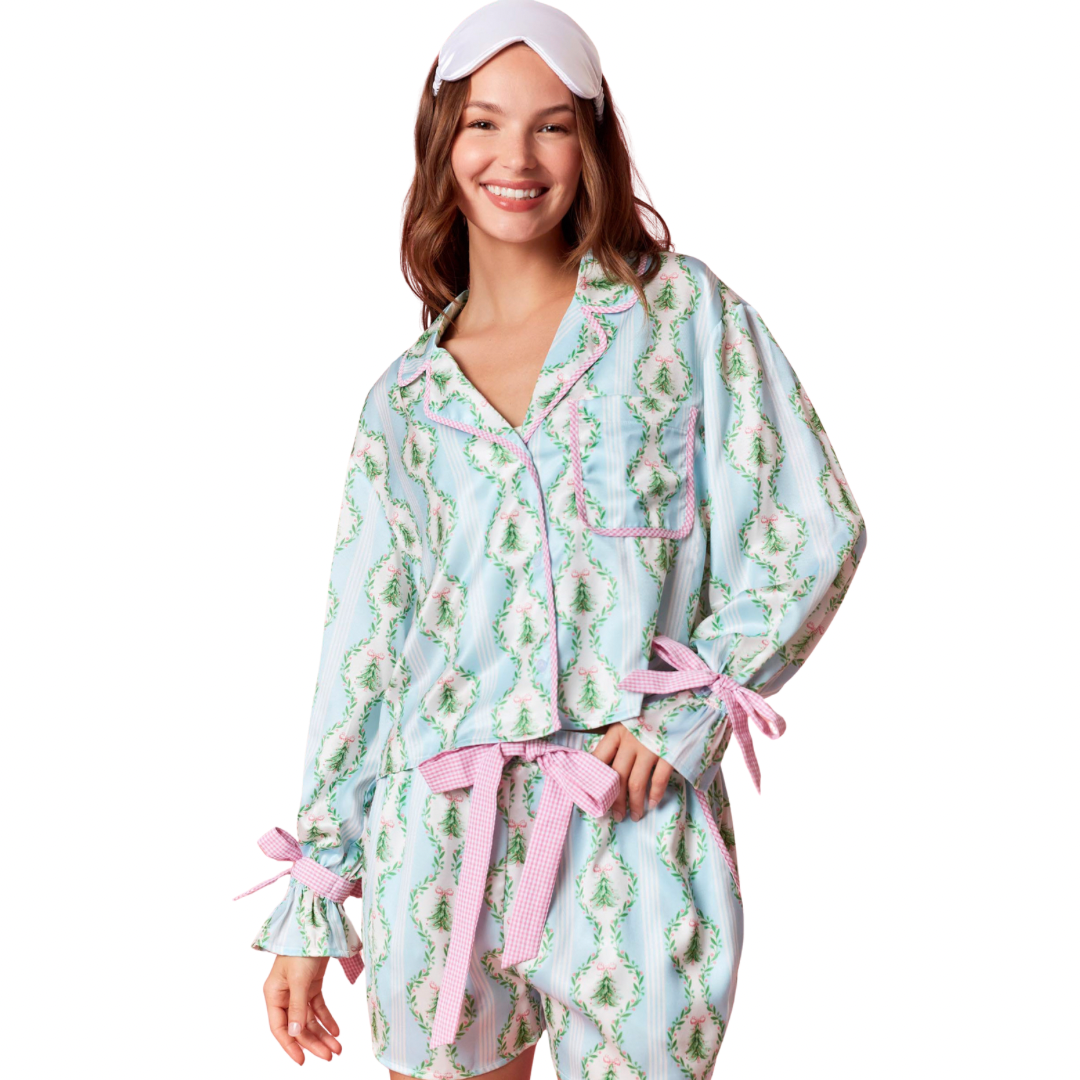 Satin Bow Xmas Pajamas