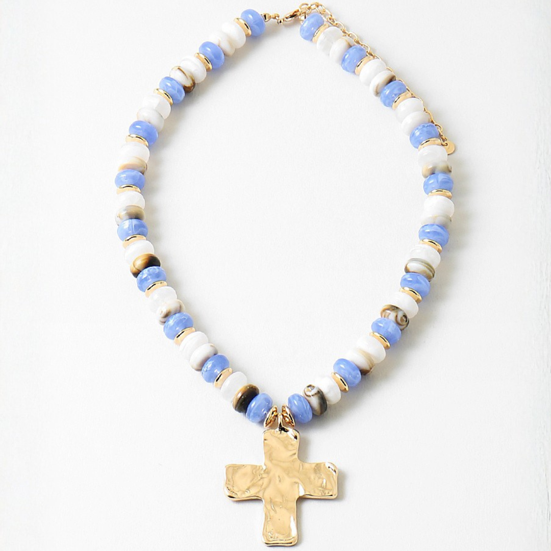 Colorful Beaded Cross Necklace