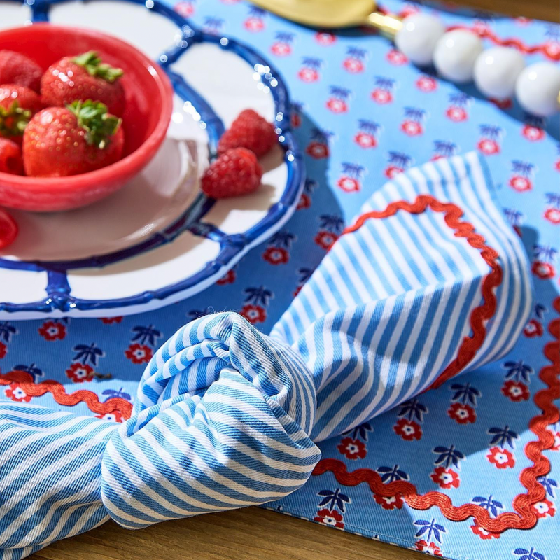 Red White and Bloom Double Sided Fabric Placemats